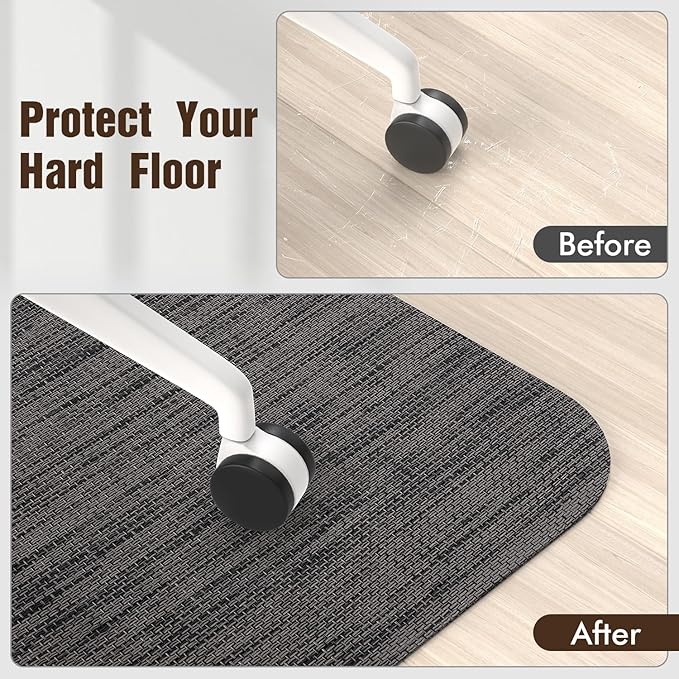 Blvornl Office Chair Mat for Hardwood Floor, 32.3"x 47.2" Desk Chair Mat for Hard Wood and Tile Floor, Large Anti-Slip Hard Floor Protector Rolling Chair Pad, PVC Desk Rug, Black