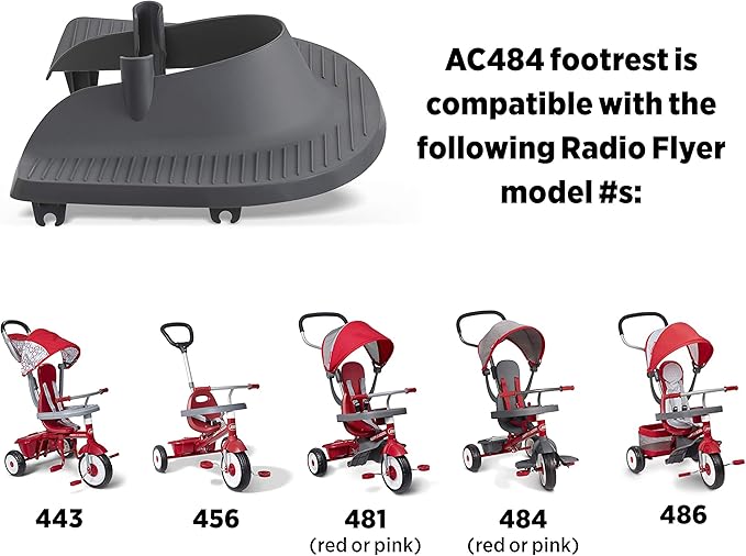 Radio Flyer Front Wheel Footrest for Toddler Trikes, Non-Slip Foot Support, Tool-Free Installation, Compatible with Select Radio Flyer Tricycles