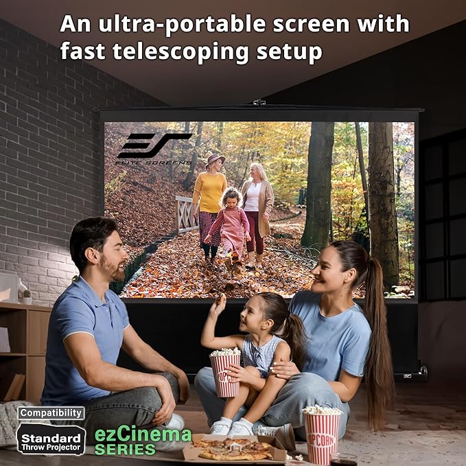 Elite Screens ezCinema 150" 16:9 Pull-Up Projector Screen, 8K/4K UHD Ready, Manual Portable MaxWhite B, Home Theater & Office, Manual, F150NWH