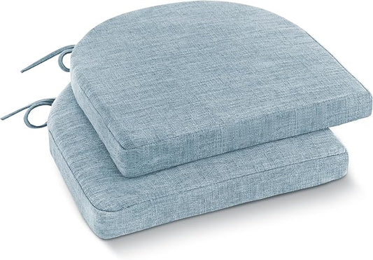 IPYNBAP Chair Cushions for Dining Chairs, Kitchen Chair Cushions, 16'' x 16'' x 2'', Non Slip Indoor Seat Cushions, Chair Pads for Dining Chairs with Ties & Removable Cover, Set of 2, Light Blue