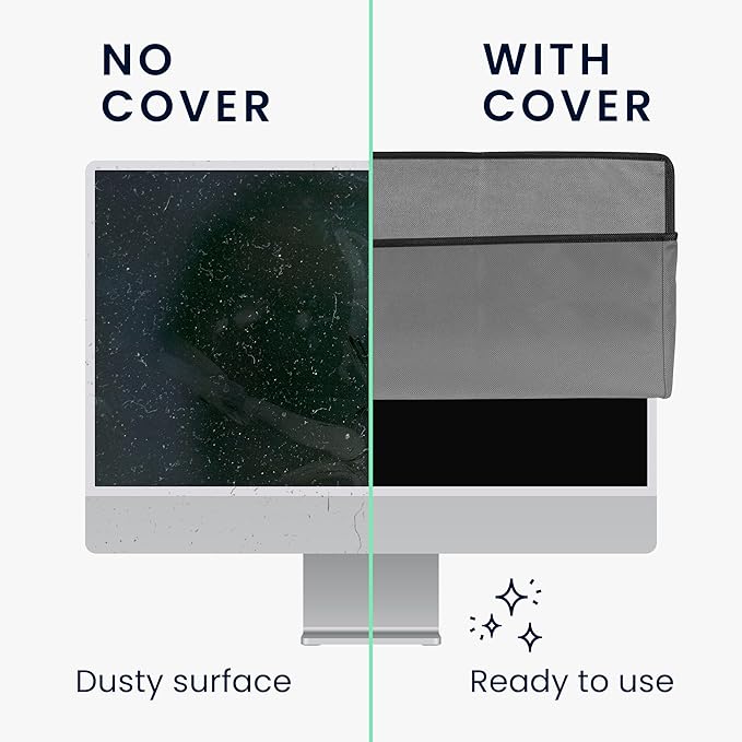 kwmobile Monitor Cover Compatible with Samsung Smart Monitor 32" (M8 / M7 / M5) - Dust Cover Computer Screen Protector - Light Grey
