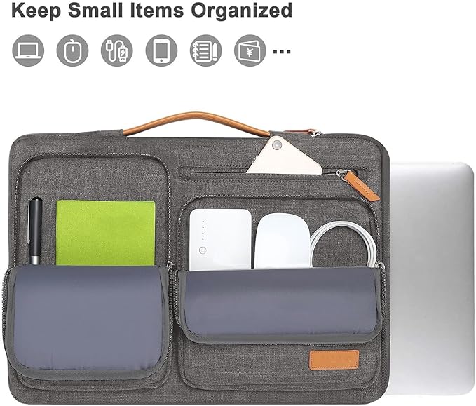 MOSISO 360 Protective Laptop Case 15 inch, 15 inch Laptop Sleeve Compatible with MacBook Air M5 M4 M3 M2 2026-2023, Dell XPS Plus, Side Open Carrying Case with 4 Zipper Pockets&Handle, Taupe Gray