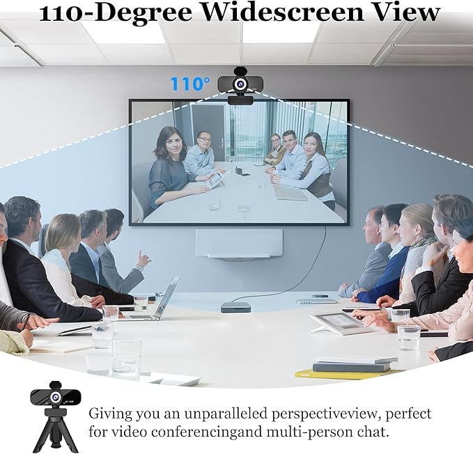 1080P Full HD Webcam with Built-in Microphone and Rotatable Tripod, Privacy Cover, for Desktop PC or Laptop Computer-Style1