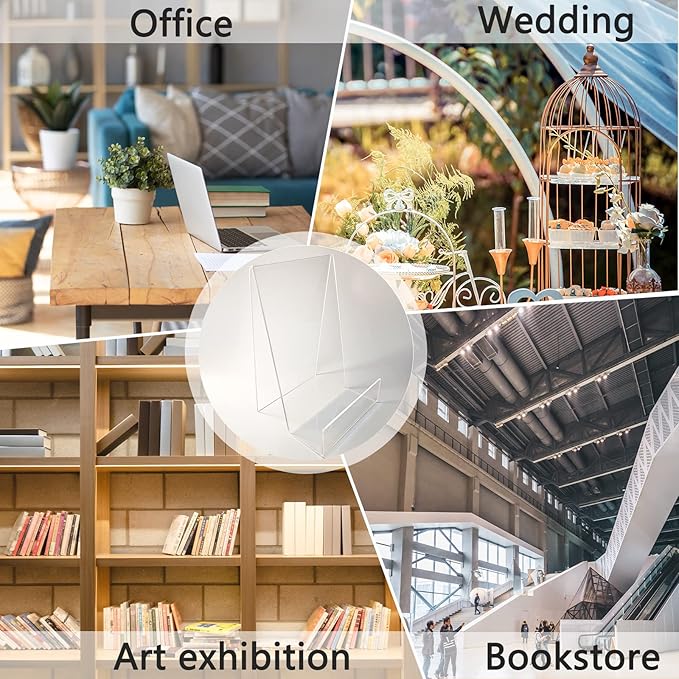 6'' x 4'' Acrylic Book Display Stand Clear Easel with Ledge Tablet Holder for Displaying Books, Pictures, Notebooks, CDs, Artworks, etc (Large) (6)