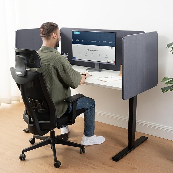 Progressive Desk Privacy Acoustic Panel 47″ - Desk Divider - 47 Inch Sound Proof Dividers - Dark Gray