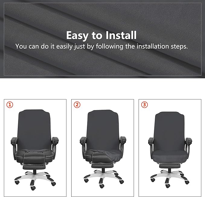 SARAFLORA Office Chair Cover- Large, Grey- Removable Computer Chair Cover for Office Chair with Zipper for Universal Rotating Chair Desk Chair Cover High Back Chair Seat Washable Protector for Pets