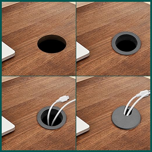 Litoexpe Black Desk Cord Grommets 1-3/4 Inch, Plastic Grommet Cable Hole Cover for Office Equipment, Computer Desk Wires - 2 Pieces