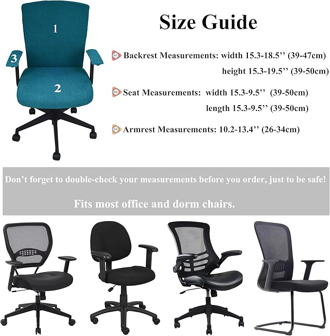 Office Chair Covers 4 Pcs Stretchable Computer Chair Cover Desk Accessories Office Supplies Armrest Seat Slipcovers Desk Decor (Peacock Blue)