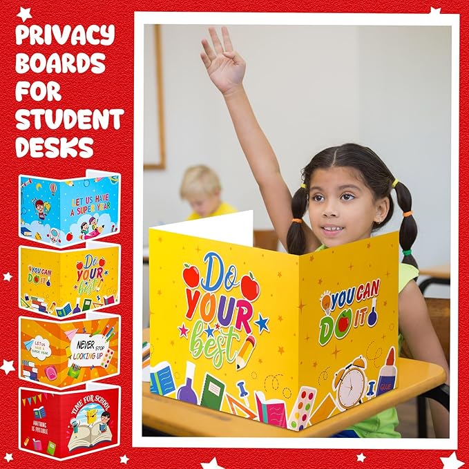 36 Pcs Desk Dividers Privacy Boards for Student Classroom Privacy Folders for Student Desks Study Carrels Reduces Distractions for School Tests, 15.76 x 13.3 x 11.8 inches(Colorful Style)