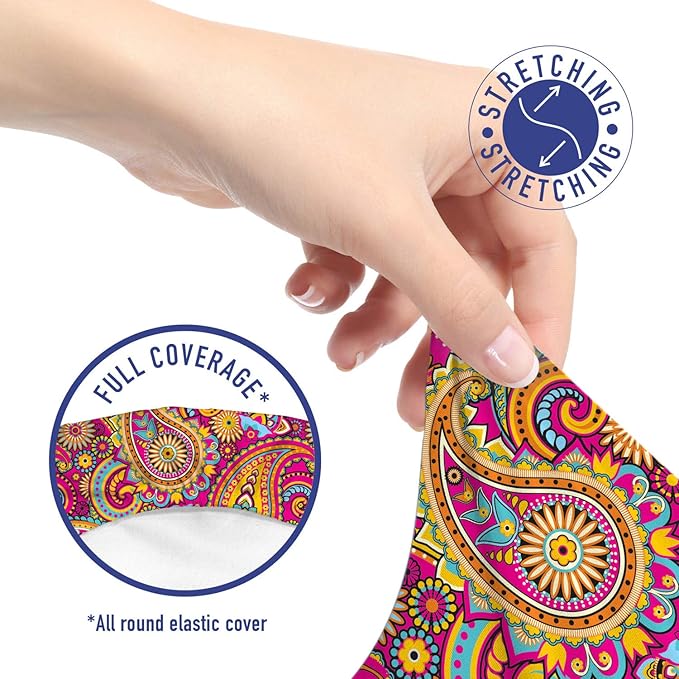 Ambesonne Paisley Office Chair Slipcover, Paisley Patterns Based on Traditional Eastern Pastel Design, Protective Stretch Decorative Fabric Cover, Standard Size, Pale Magenta
