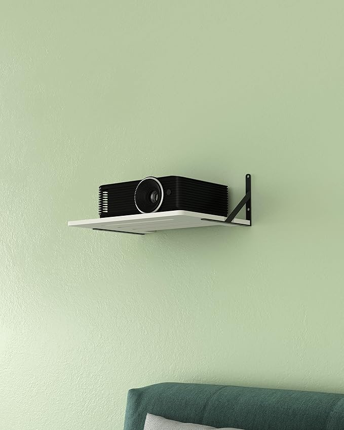 Black White Small Mini Projector Shelf for Wall, Cable Box / Router Shelf,Floating Projector Mount, Holder Stand Accessories