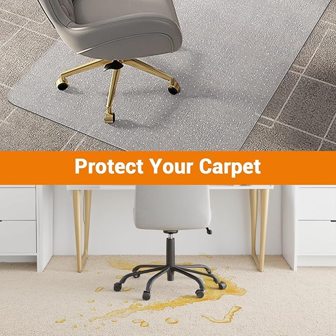 Office Chair Mat for Hard Floor, 36'' x 48'' Computer Desk Chair Mat for Floors, Easy Rolling for Office on Carpets Anti-Slip Carpet Protector for Rolling Work and Gaming Chairs