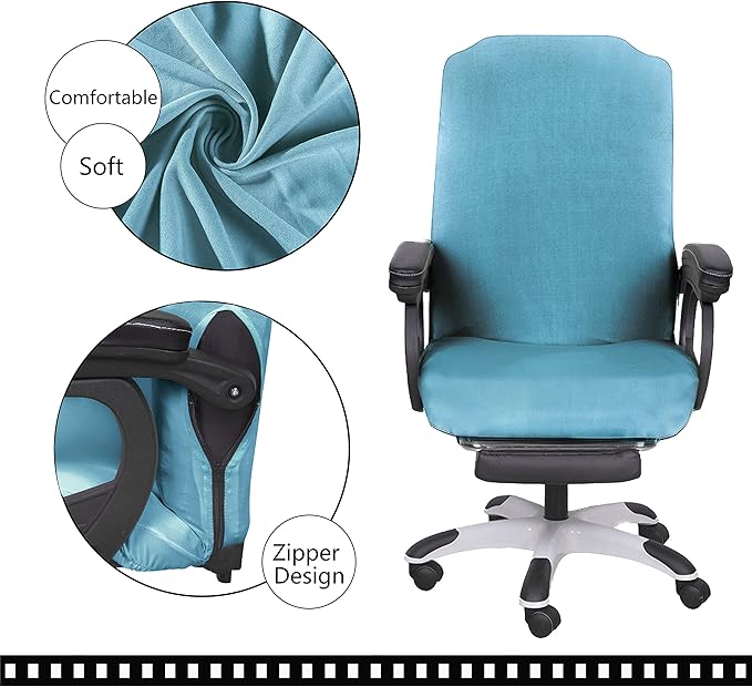 SARAFLORA Office Chair Cover- Large, Teal- Removable Computer Chair Cover for Office Chair with Zipper for Universal Rotating Chair Desk Chair Cover High Back Chair Seat Washable Protector for Pets
