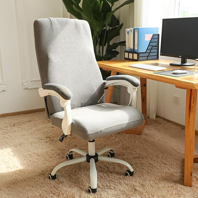 FORCHEER Large Office Chair Covers Stretchable XL Office Chair Cover, Big and Tall Computer Chair Covers (Large,Light Grey)