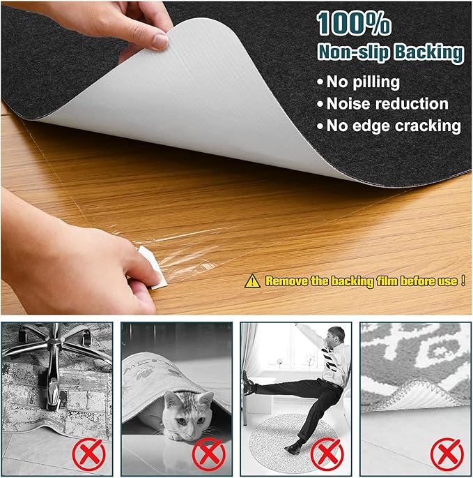 Placoot Desk Chair Mat for Hardwood Floor & Tile 55"x35" Office Chair Mat for Rolling Chairs Large Anti-Slip-Recyclable Material Computer Chair Rug for Office/Home