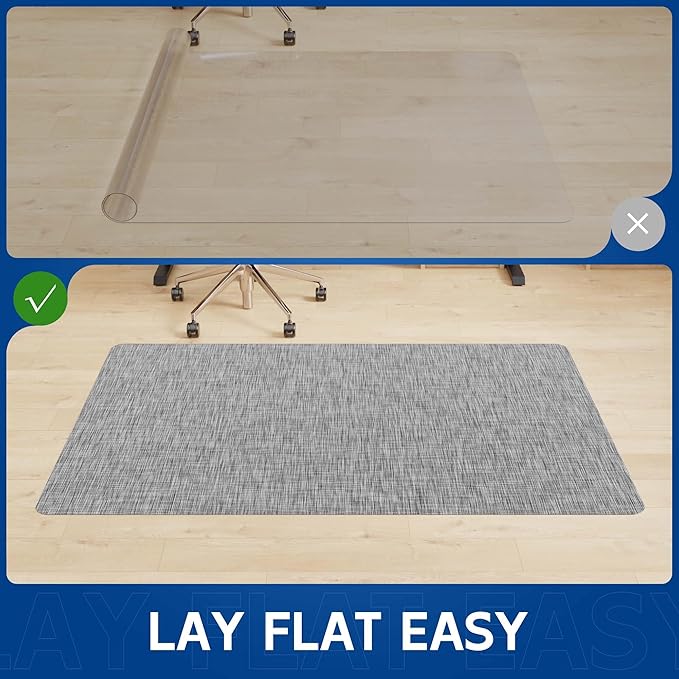 Office Chair Mat for Hardwood & Tile Floor, 45" x 53" Anti-Slip Desk Chair Mat, Easy Glide Floor Protector for Rolling Chairs, Floor Mat for Office Chair for Home Office (Light Grey)