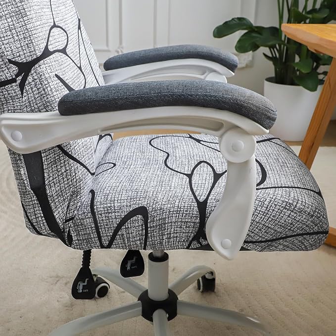 FORCHEER Patterned Large Office Chair Cover Stretch Printed Computer Armchair Slipcover for Desk Chair, Mesh Chair 1 Piece Washable Removable