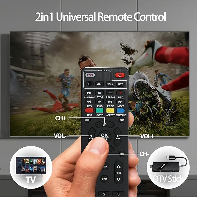 Digital Converter Box for TV, OWERSLYN 1080P Mini ATSC Tuner Box with TV Tuner, Programs Recording & Playback, USB Media Player, HDMI/AV Output, 3RCA Cables, Set Top Box, 2-in-1 Remote (Television)
