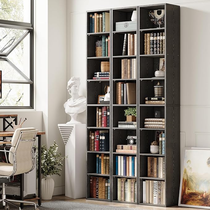 IRONCK Tall Narrow Bookshelf 8 Tiers, Compact Corner Bookcase, Floor Standing Display Storage Shelves 71 in Tall, Easy to Match for Living Room, Office, Study, Bedroom