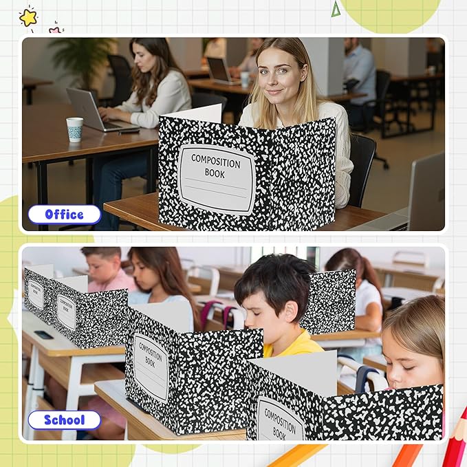 24pcs Folding Paper Privacy Shield, Privacy Shield Folder Boards, Privacy Divider for Student Desk Examination,Focus-Enhancing Study Shield in School and Home, Easy to Clean Learning Shield