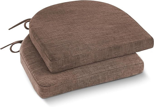 IPYNBAP Chair Cushions for Dining Chairs, Kitchen Chair Cushions, 16'' x 16'' x 2'', Non Slip Indoor Seat Cushions, Chair Pads for Dining Chairs with Ties & Removable Cover, Set of 2, Brown
