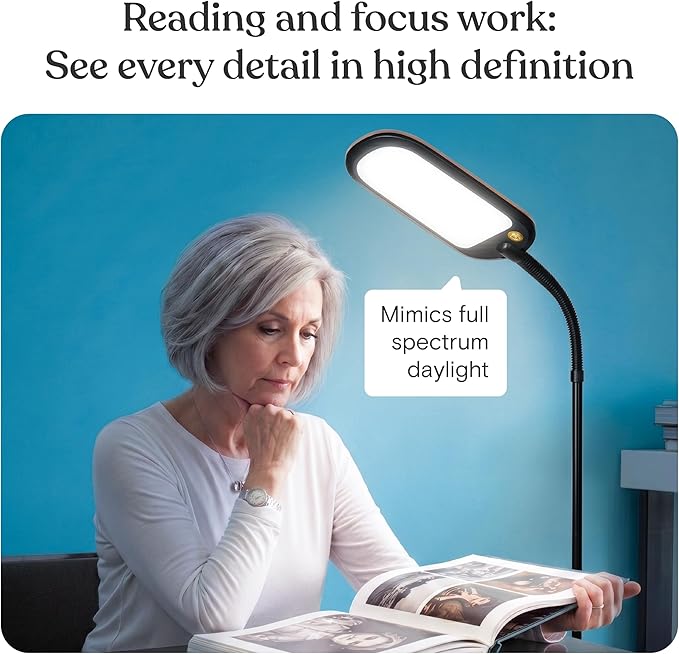 Brightech Litespan Slim LED Floor Reading Lamp - Tall with Adjustable Gooseneck, Dimmable for Living Rooms, Offices & Bedrooms - Black