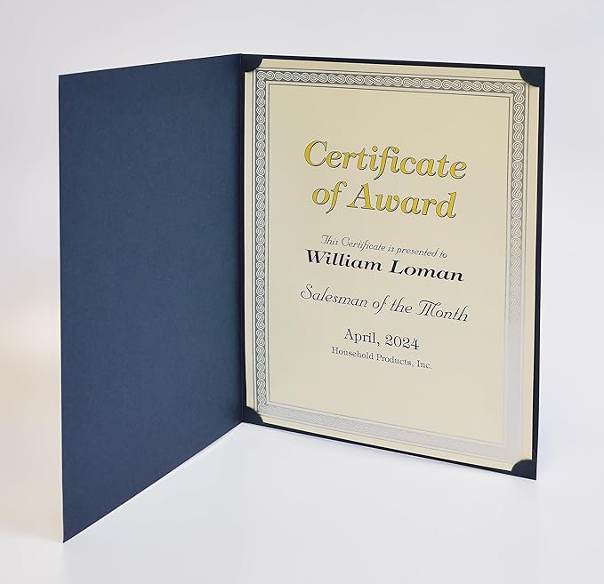 50 Pack Certificate Holders, Diploma Holders, Document Covers with Gold Foil Border, by Better Office Products, for Letter Size Paper, 50 Count (Blue)