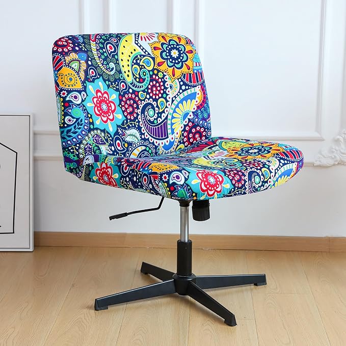 Criss Cross Chair Cover Waterproof Boho Wide Armless Vanity Chair Slipcover 1 Piece Washable