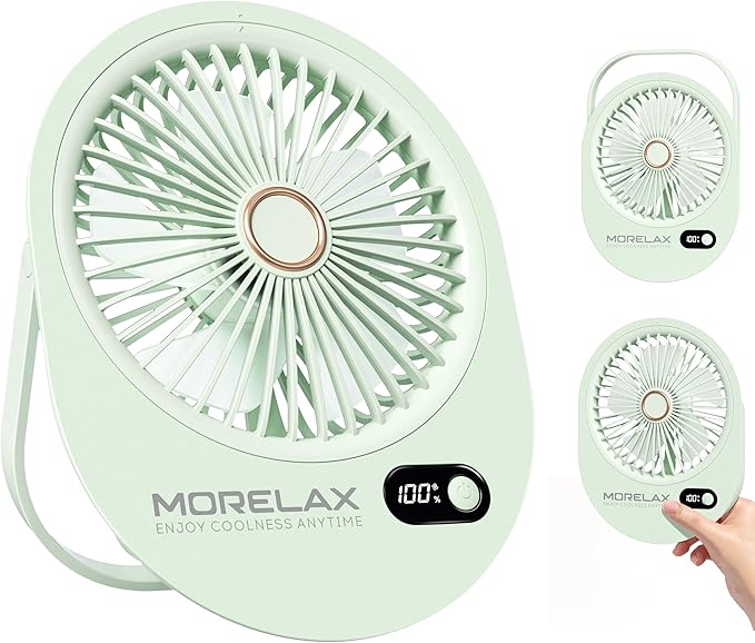 Jancane USB Desk Fan,3 IN 1 Rechargeable Small Portable Fan,180° Folding 6 Speeds Strong Wind Mini Personal Desktop Fan, Table Fans for Office/Bedroom, Gifts for Women/Men/girls (Green)