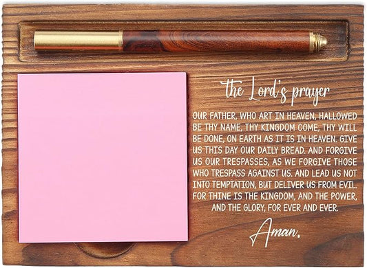 The Lord’s Prayer Sticky Note Holder, Christian Desk Organizer for Religious Social Worker Therapist Counselor Educators Gift for Office Self-Stick Note Pad Holders EDP115