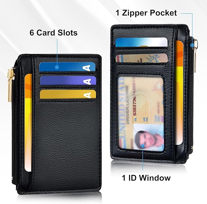 Tipmile Credit Card Holder for Women Slim Minimalist Front Pocket RFID Blocking Wallet Small Compact Card Case with ID Window, Vintage Black