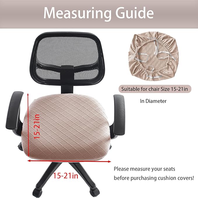 Stretch Jacquard Office Chair Cover, Removable Washable Desk Chair Cover, Anti-dust Seat Cushion Protectors - Camel