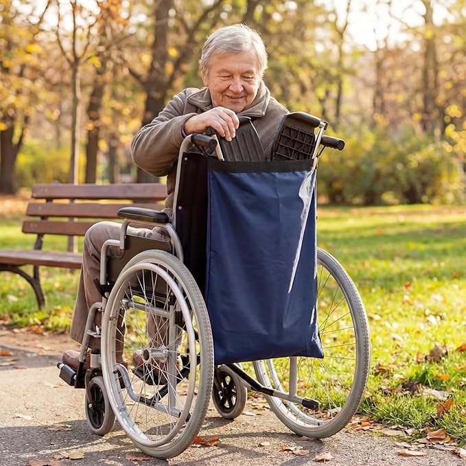 2 Pcs Wheelchair Footrest Bag Footrest Extender Storage Bag, 16"x23" Durable Oxford Cloth Leg Rest Storage for Waterproof & Wear-Resistant, Universal Fit, Easy Installation