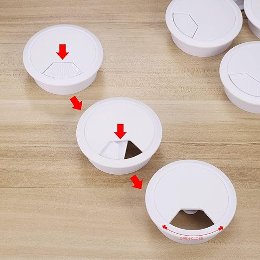Desk Grommet 2 inch/50m,10Pcs Cable Grommet with Hole Saw & 15 Zip Ties,Desk Hole Grommet Desk Cord Hole Cover Desk Cable Grommet for Office Home Desk Table