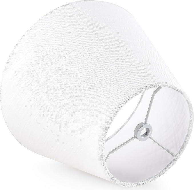GOSO 9" Small White Lamp Shades for Table Lamps Set of 2 Bell,5"×*9"×6.4" (Spider) Modern Wall Lamp Shade Linen Replacement for Bedroom,Scalloped Lampshade Fabric-No Assembly Required