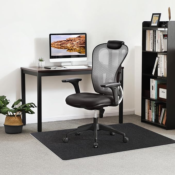 Office Chair Mat - for Hardwood Floors, Large Non-Slip Easy-Clean Floor Protection Blanket (Black, “55 x 35in”).