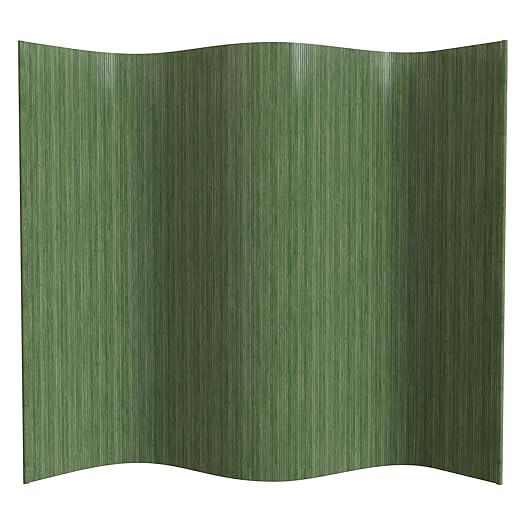 Red Lantern 6 ft. Tall Bamboo Wave Screen - Distressed Green