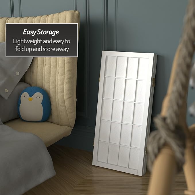 2 ft. Short Desktop Window Pane Shoji Screen - White - 3 Panels