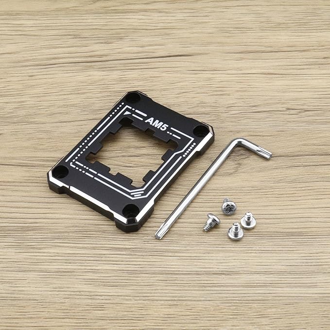 AM5 CPU Holder AM5 Anti-Bending Contact Frame with 4Pcs Screws & 1x Screwdriver Corrective Anti-Bending Fixing Frame 75x56mm/ 2.95x2.2in Black