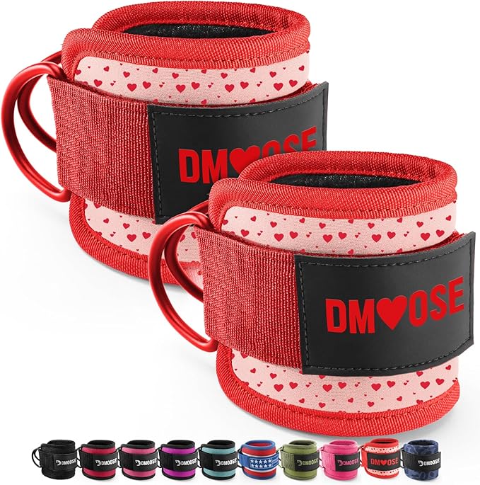 DMoose Fitness Ankle Strap for Cable Machine - One Size Fit with Premium Padding Cuffs, Ankle Bands for Working Out, Booty Workouts, Leg Extension, Hip Abductors, Kickbacks & Lower Body Exercises