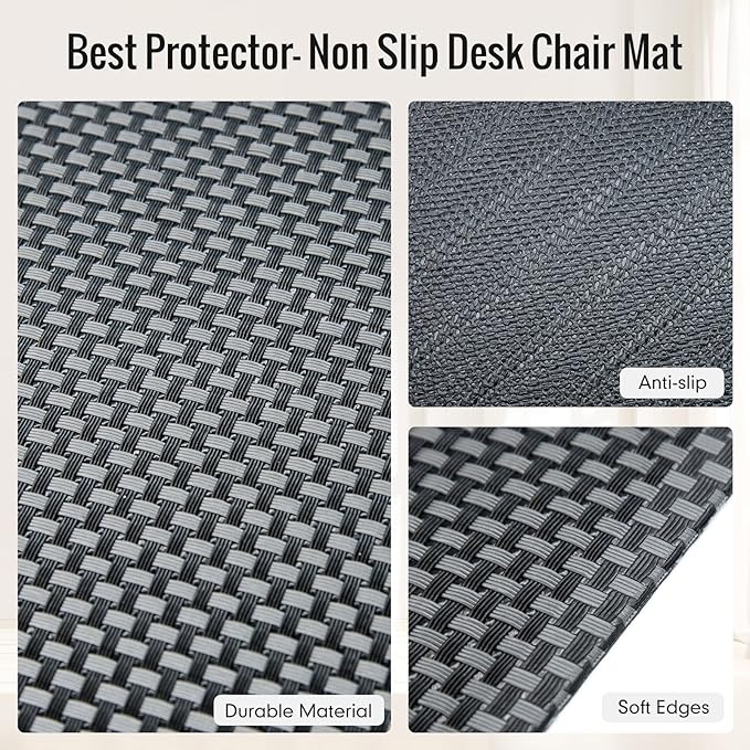 Office Chair Mat for Hard Floors,36"x48" Anti-Slip Waterproof Hardwood Floor Chair Mat,Heavy Duty Floor Protector Rolling Chairs for Home Office(Grey)