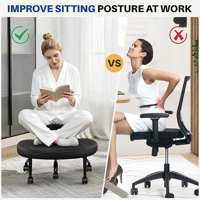 Cross Legged Office Chair with Wheels, Ergonomic Kneeling Chair with Lumbar Support and Adjustable Height for Meditation, ADHD Desk & Yoga