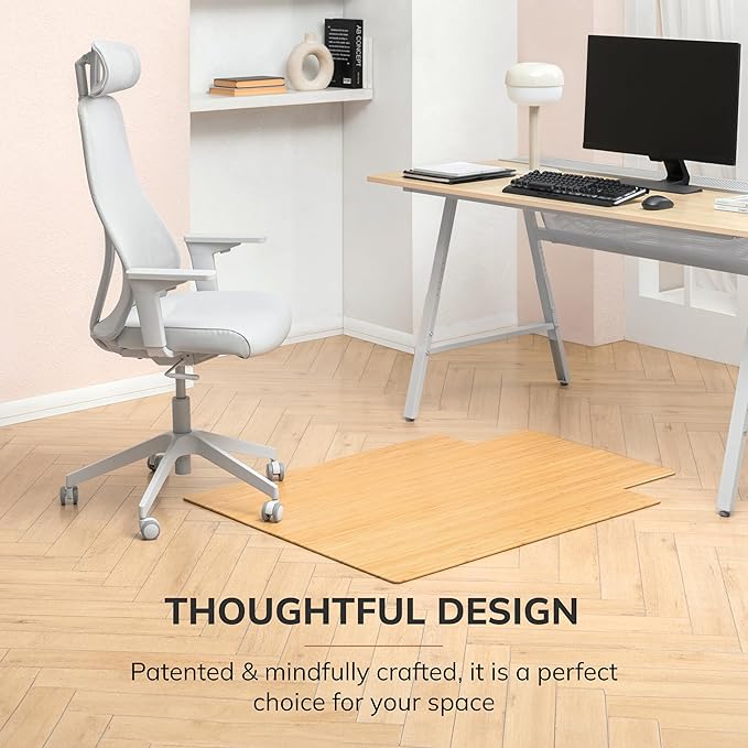 Anji Mountain Office Chairmat Thickest & Sturdy Bamboo Chairmats Highly Premium Quality Anti-Slip Heavy Duty for Multi-Purpose Hardwood Floor Office & Home Floor Protector Office Chair mat-5mm Thick