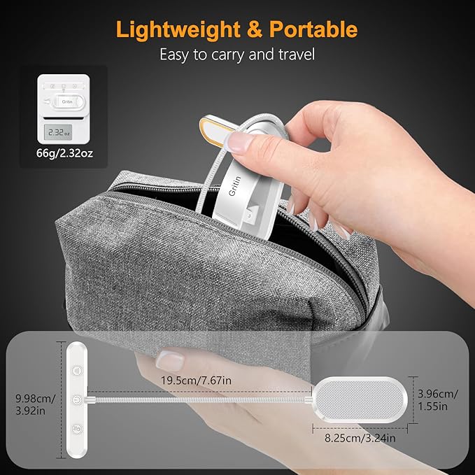 Gritin Rechargeable Book Light for Reading in Bed with 19 LED &Memory Function-Eye Caring 3 Color Temperatures,5 Brightness Levels,90 Hrs Runtime Flexible Goose Neck Clip on Light-White