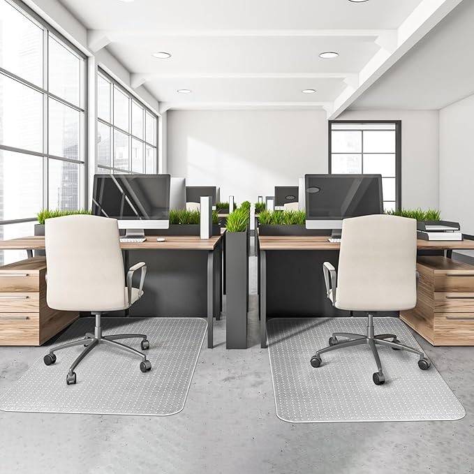 Office Chair Mat for Carpets, 46"x 72" Heavy Duty Clear Plastic Floor Protector, Non-Slip Computer Desk Chair Mat for Low Pile Carpeted Floors, Smooth Rolling Carpet Chair Mat for Home Office