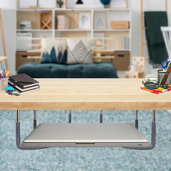 TidyFriend Rubberized Under Desk Laptop Mount - 3 Racks in 1 Sets, Laptop Under Desk Mount, Organizer Rack with Screws