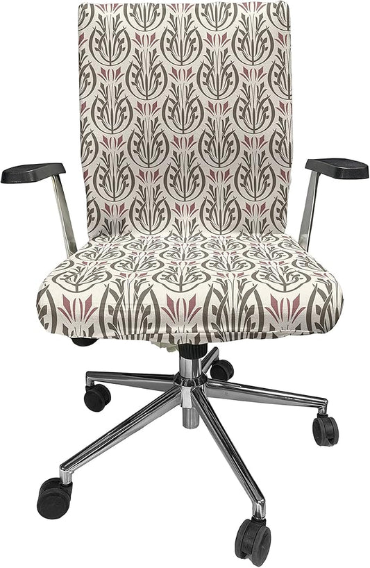 Ambesonne Art Nouveau Office Chair Cover, Medieval Inspired Floral Curved Classic Royal Petal Design, Stretchable Decorative Universal Size High Back Printed Slipcover, Green Rose
