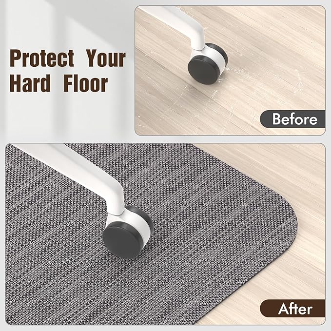 Blvornl Office Chair Mat for Hardwood Floor, 47.2" x 60" Desk Chair Mat for Hard Wood and Tile Floor, Large Anti-Slip Hard Floor Protector Rolling Chair Mat, PVC Mat Desk Rug for Office, Dark Grey