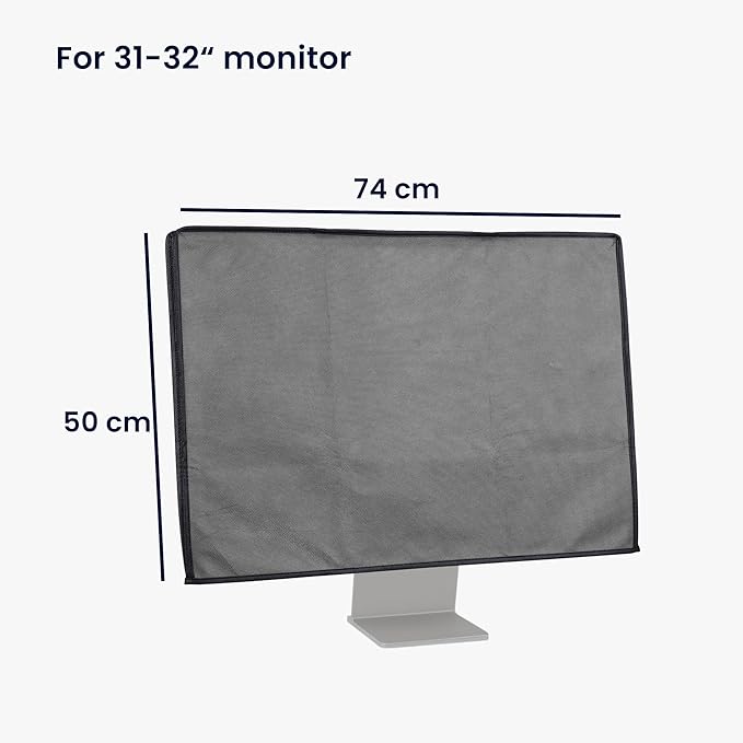 kwmobile Monitor Cover Compatible with 31-32" Monitor - Dust Cover Computer Screen Protector - Light Grey
