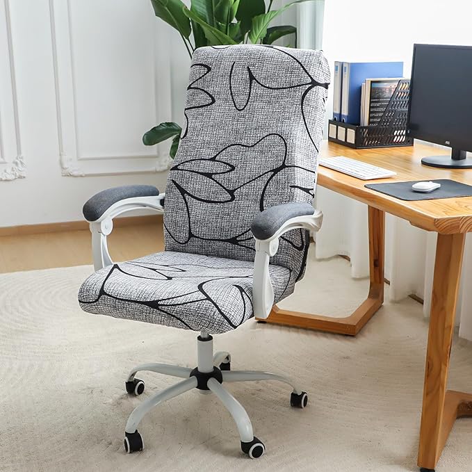FORCHEER Patterned Large Office Chair Cover Stretch Printed Computer Armchair Slipcover for Desk Chair, Mesh Chair 1 Piece Washable Removable